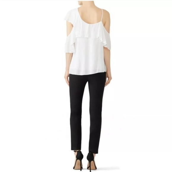 Aritzia Bailey 44 Ginger white asymmetrical ruffle cold shoulder blouse top - Picture 2 of 9